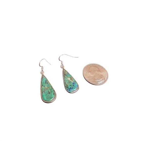 Bluebird Azurite Sterling Silver Teardrop Earrings | Natural Stone | 925 Hooks - Picture 3 of 3